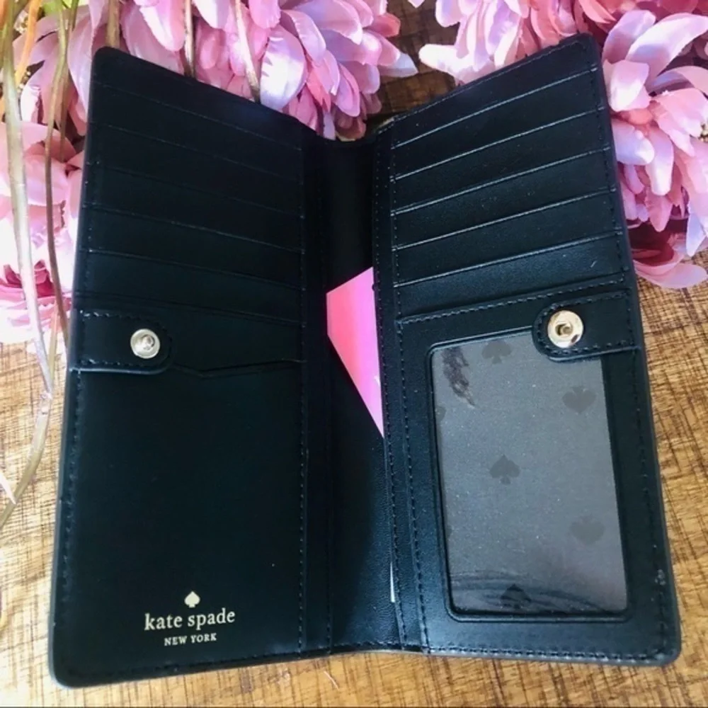 Kate Spade Saffiano Leather Wallet Snap Closure ID Window Zip Back NWT